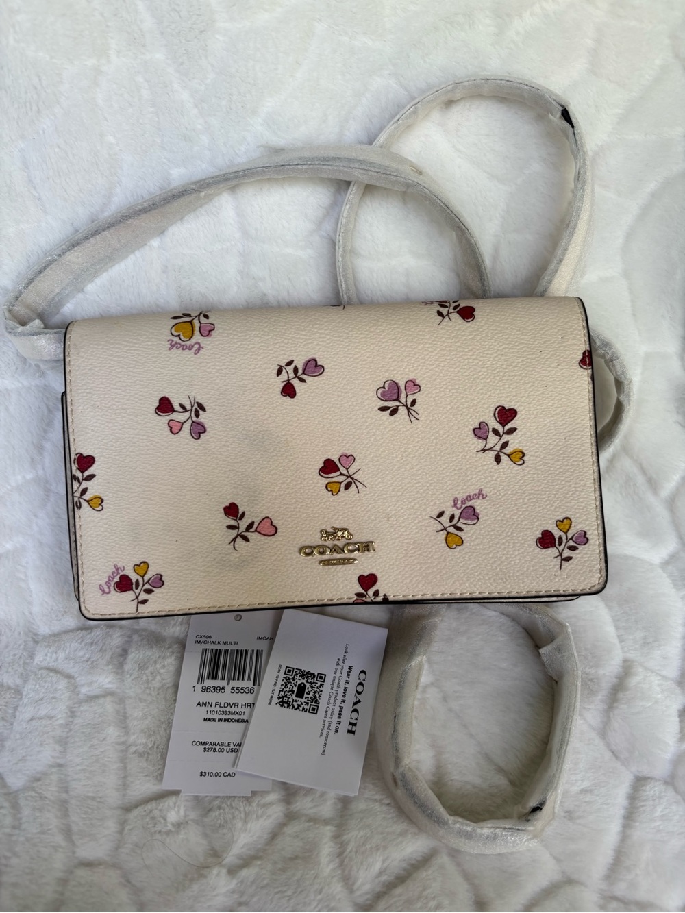 COACH Anna Heart Floral Signature Coated Canvas Foldover SOLD AS IS